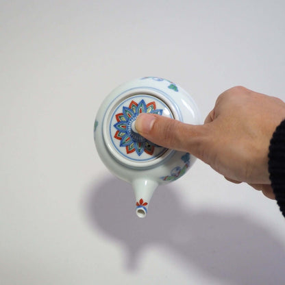 京焼　昭阿弥作　淡彩唐子横手急須　200ml