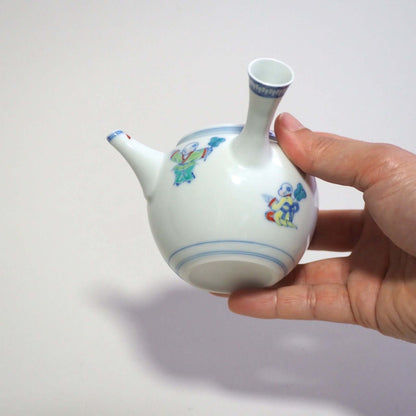 京焼　昭阿弥作　淡彩唐子横手急須　200ml