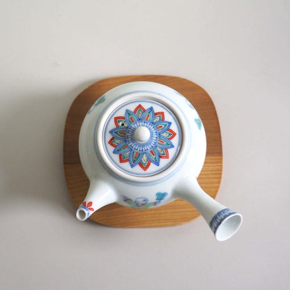 京焼　昭阿弥作　淡彩唐子横手急須　200ml