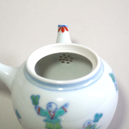 京焼　昭阿弥作　淡彩唐子横手急須　200ml