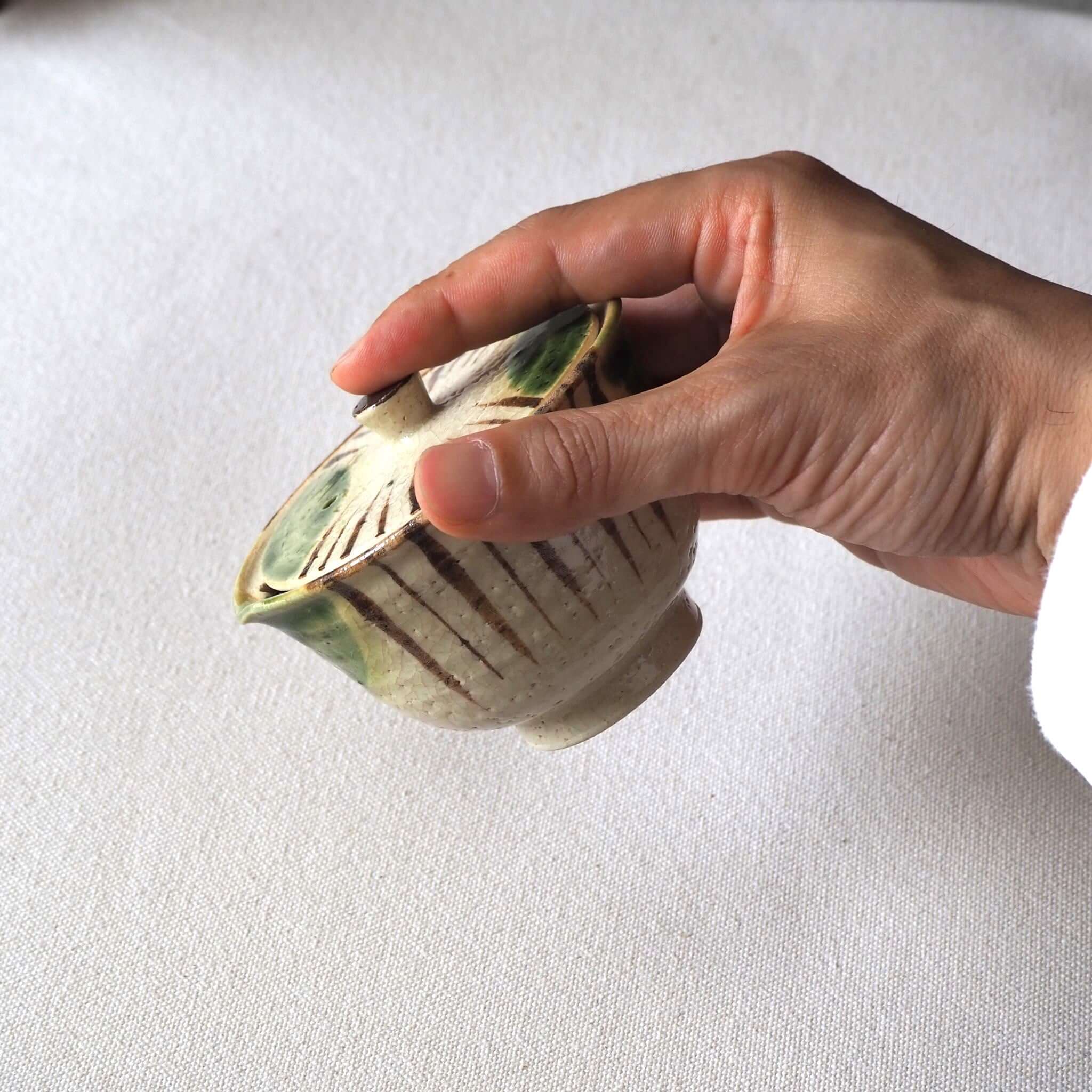 赤津焼 麦仙作 織部煎茶宝瓶 [東山堂煎茶器店 オンラインショップ