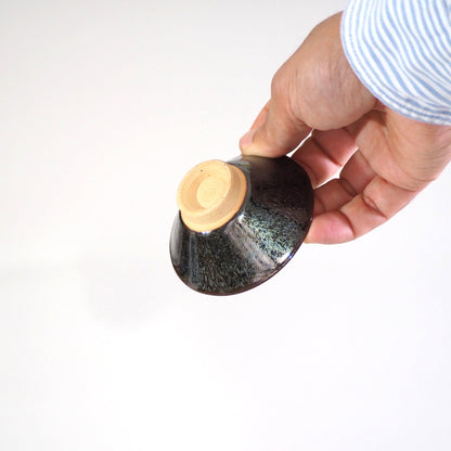 Kyoware Sekiun kiln Tenmoku-glazed teacup B (50ml)