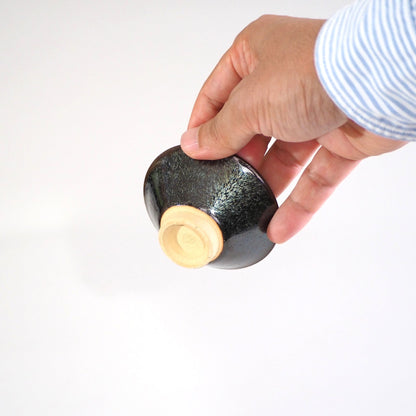 Kyoware Sekiun kiln Tenmoku-glazed teacup B (50ml)